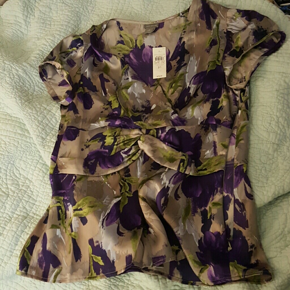 Ann Taylor short sleeve blouse 100% silk